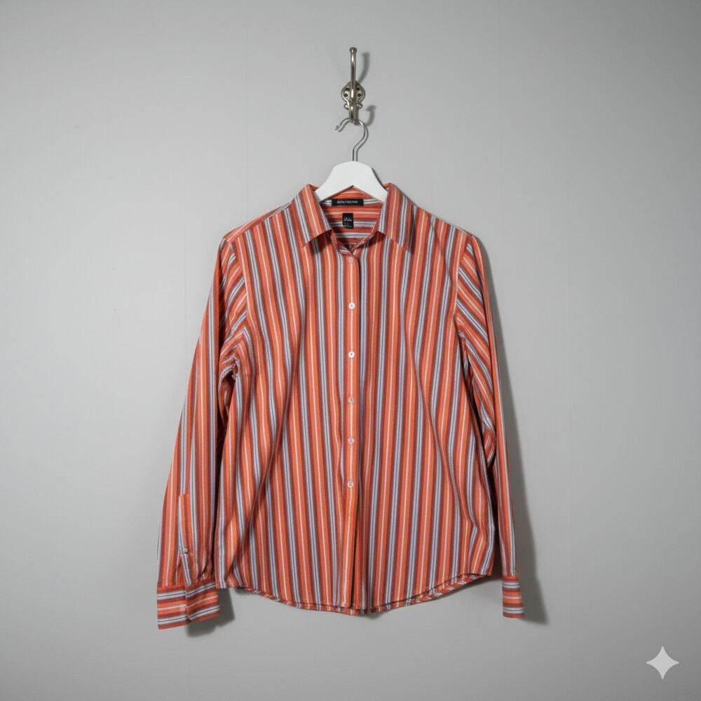 Lauren Ralph Lauren Womens Cotton Button-Up Shirt · Classic Fit · Orange